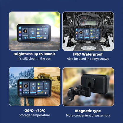 6" Motorcycle Navigation Screen with Wireless CarPlay
