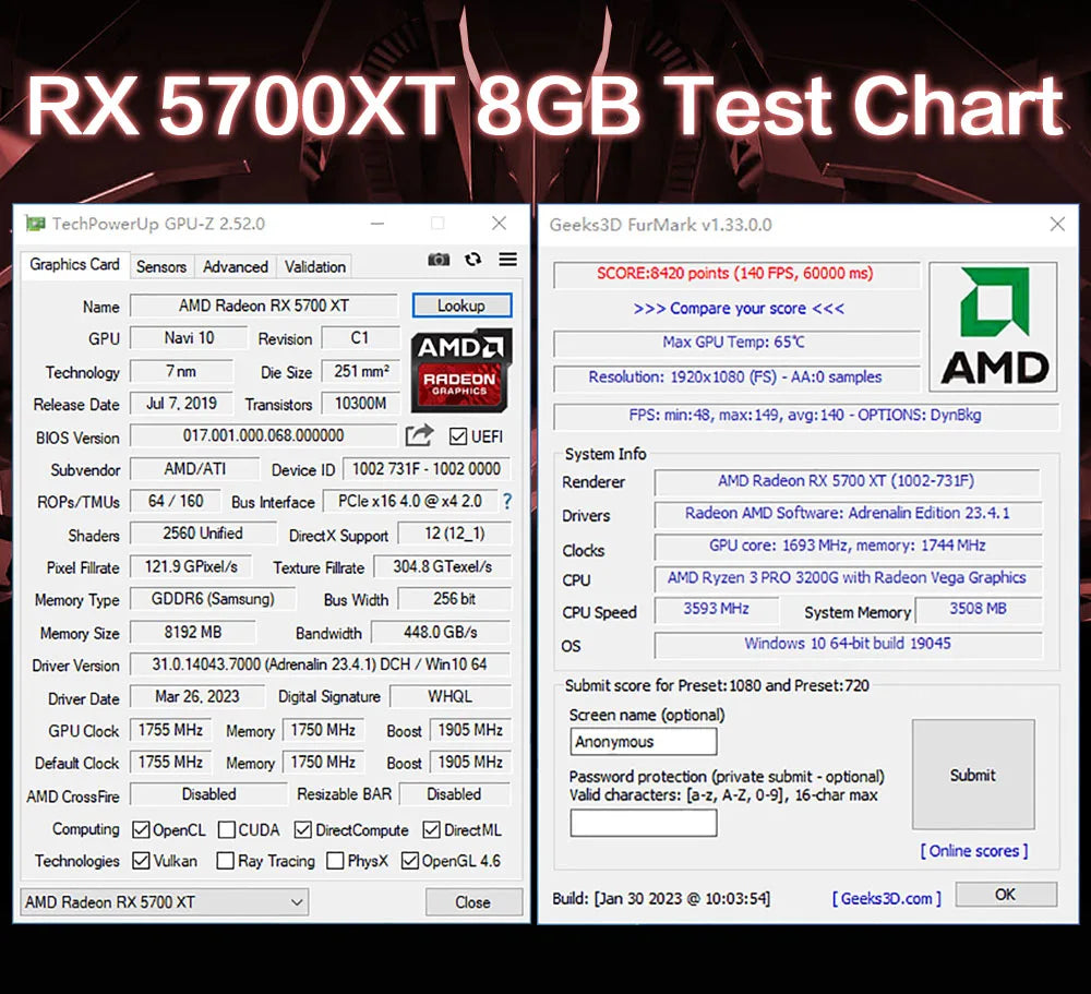 RX 5700 XT 8GB GDDR6 Gaming Graphics Card