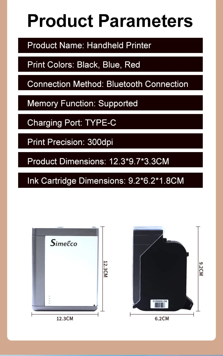 Handheld Inkjet Printer QR Barcode Date Code Printing