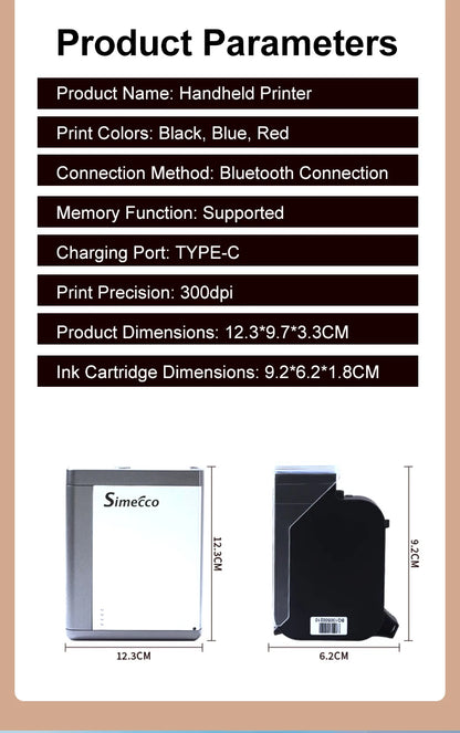 Handheld Inkjet Printer QR Barcode Date Code Printing