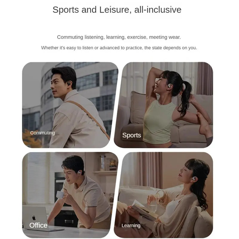 Wireless Blue Open-Ear Headphones for Running & Gym