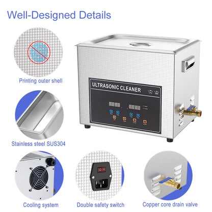 6.5L Ultrasonic Cleaning Machine 180W with Timer & Heater