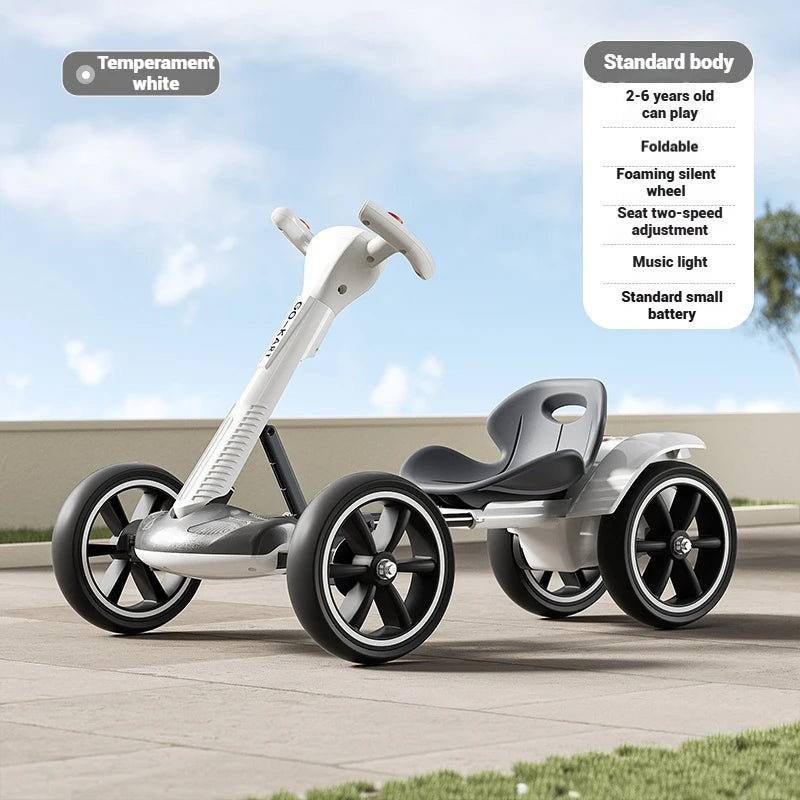 White 4 Wheel Kids Battery-Powered Ride On Toy Car