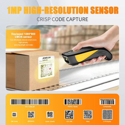 Portable Wireless Bluetooth 2D Barcode Scanner 2400mAh