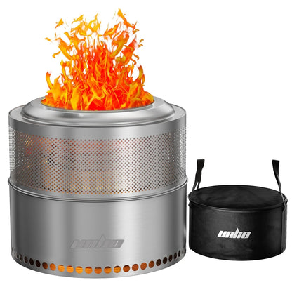 19-Inch Smokeless Stainless Steel Fire Pit Portable Outdoor Wood Burner