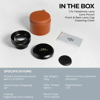 Smartphone Telephoto Lens 1.7x for Sharp Zoom Photos