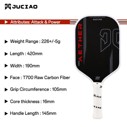 Blue Carbon Fiber Pickleball Paddle 16mm for Power and Spin