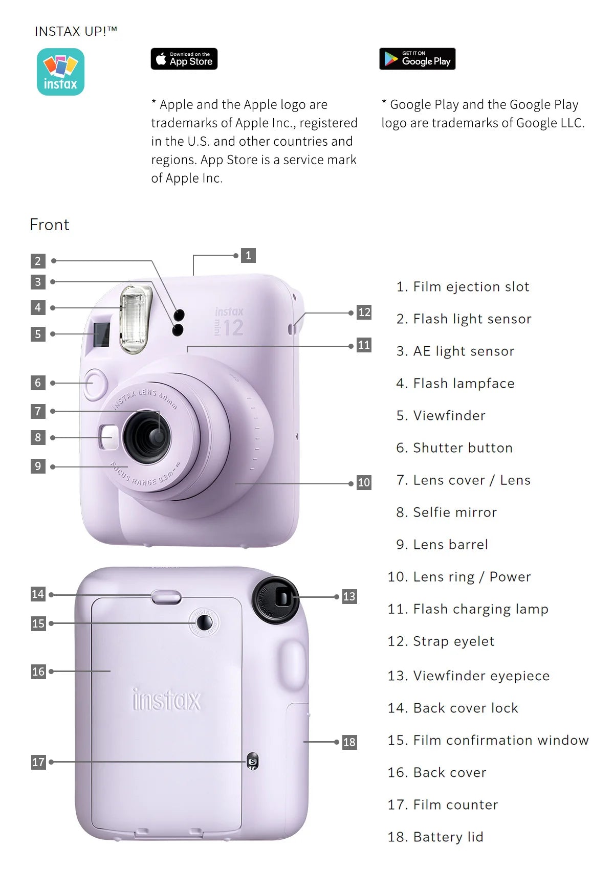 Instant Camera Mini Film Selfie Camera Clay White