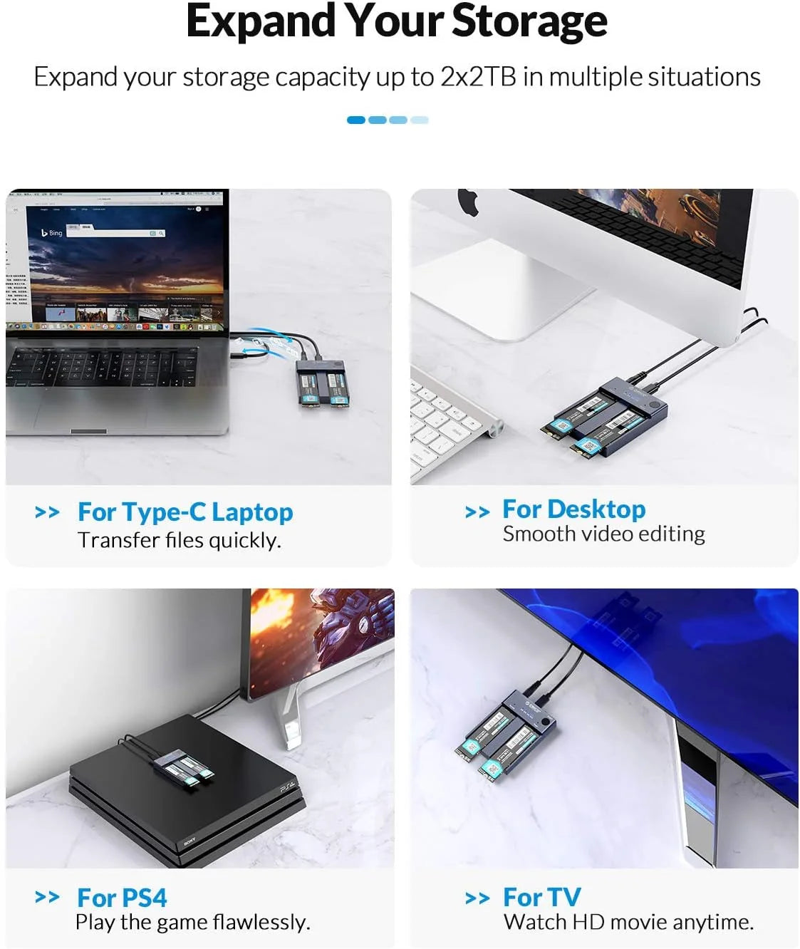 Dual Bay M.2 NVMe SSD Cloner USB-C 8TB