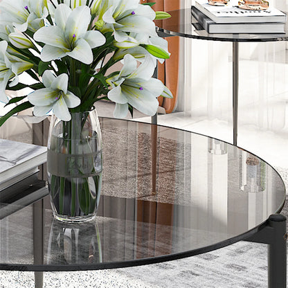 Round Tempered Glass Side Table with Sleek Metal Legs