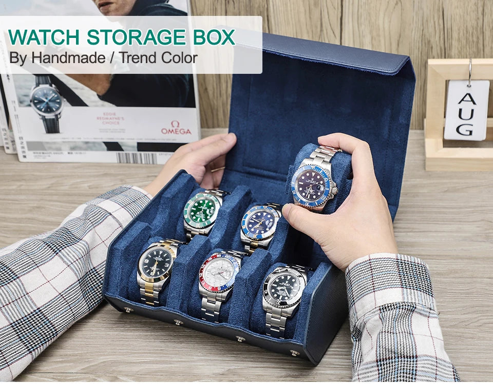 Genuine Leather Watch Travel Case 8 Slot Organizer