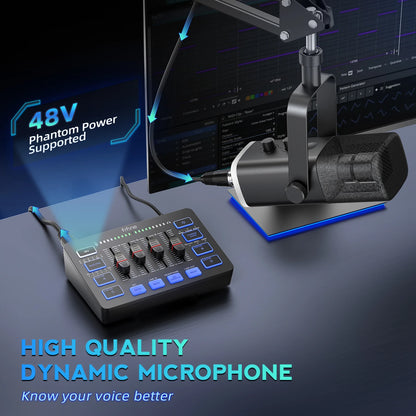 Streaming Studio Kit Dynamic Mic RGB Mixer for PC KS5