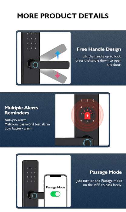 Digital Smart Door Lock Fingerprint Touchscreen PIN Card