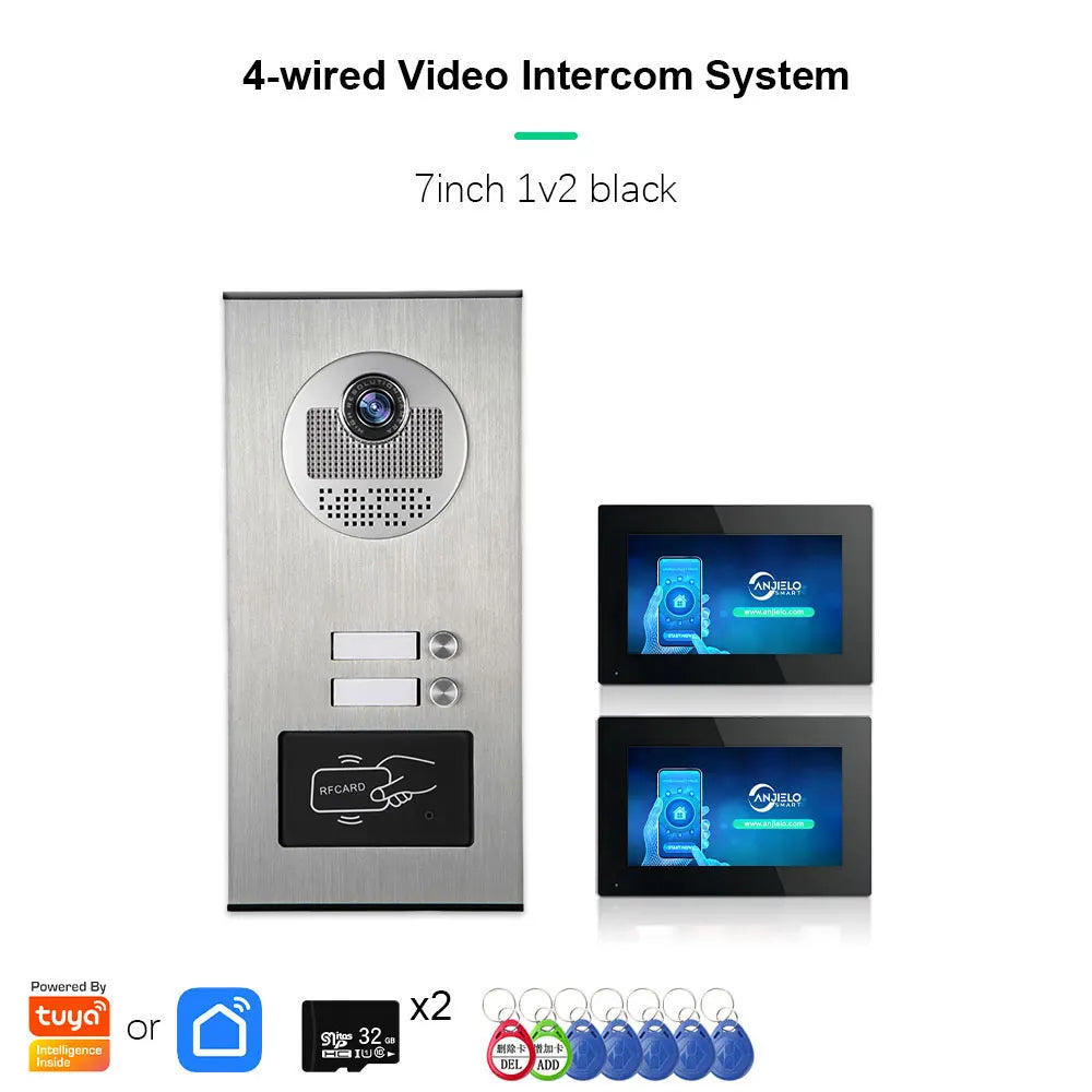 7″ Black Smart Wired Doorbell with Card Unlock