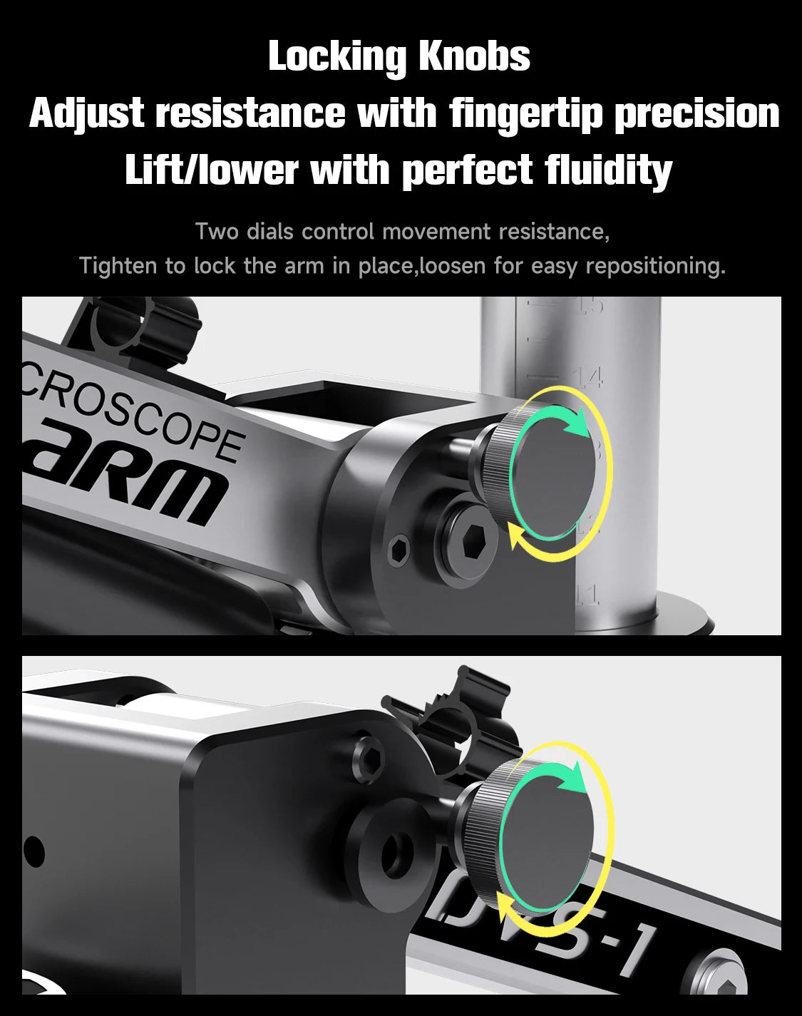 Heavy Duty Microscope Rotating Stand Dual Arm 360 Degree Support