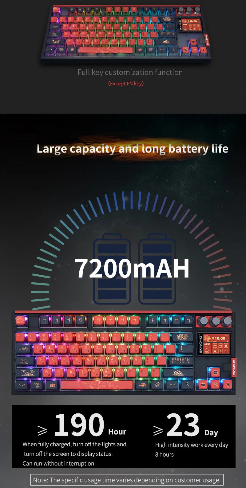 3-Mode RGB Gaming Keyboard with 2-Inch Display
