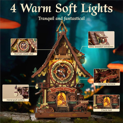 DIY Black Forest Wooden Clock Model with Working Cuckoo
