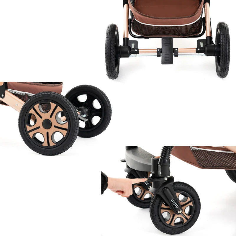 2in1 Beige Baby Stroller with Reversible Seat