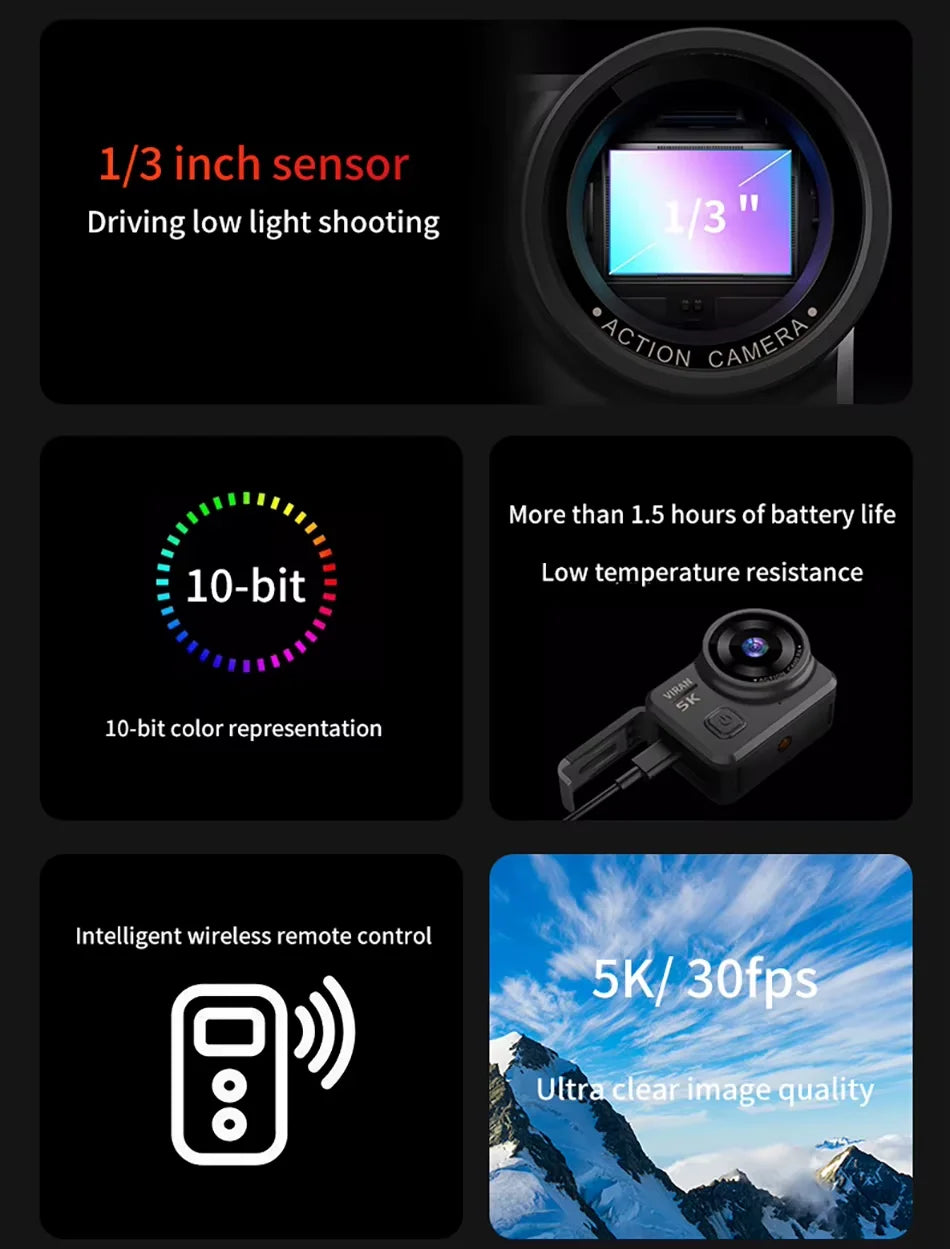 5K Action Camera with Electronic Stabilizer & WiFi