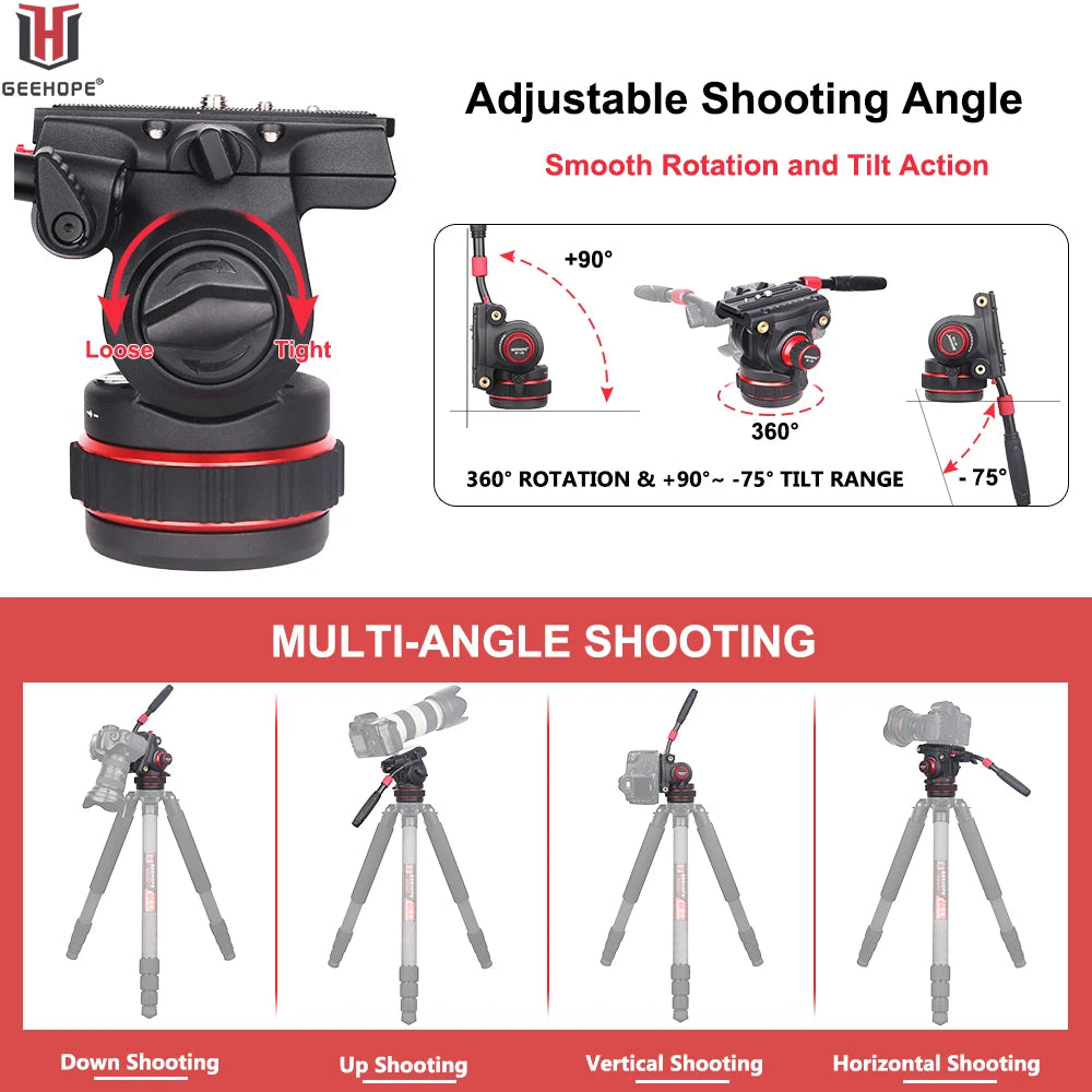 Hydraulic Fluid Tripod Head 12kg DSLR Video Stabilizer