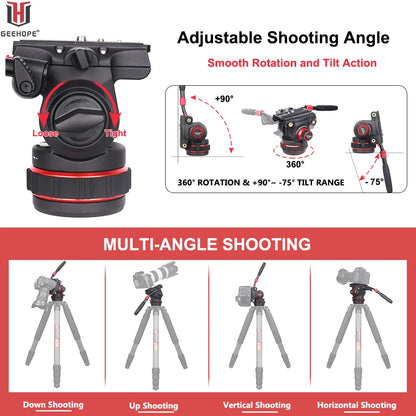 Hydraulic Fluid Tripod Head 12kg DSLR Video Stabilizer