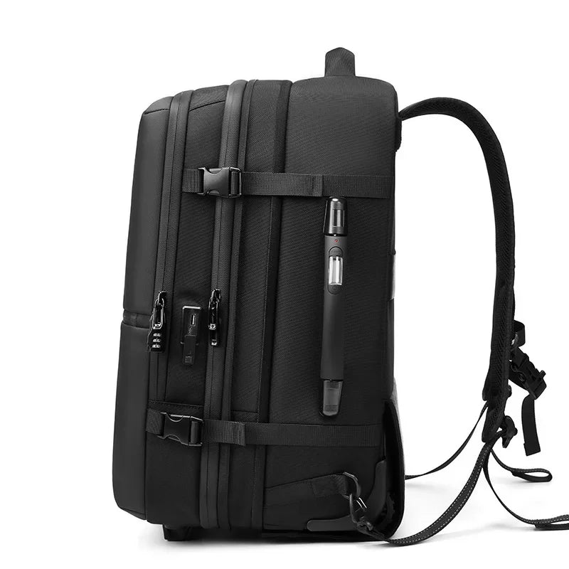 Wheeled Carry-On Business Backpack with Pump and Trolley Handle