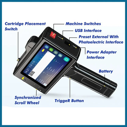 Handheld Barcode Printer Gun with Metal Carry Case