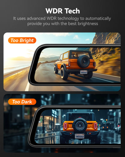 12 Inch 4K Dash Camera Dual HD Night Vision 32GB