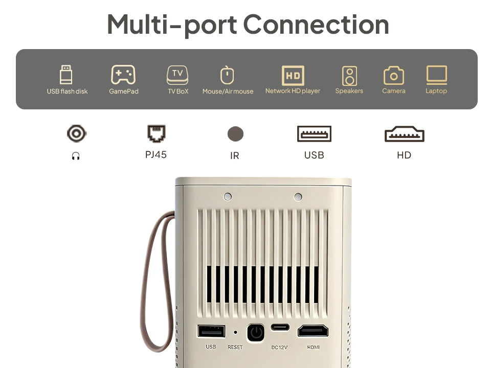 Portable 1080p Smart DLP Projector 400 ANSI WiFi Bluetooth