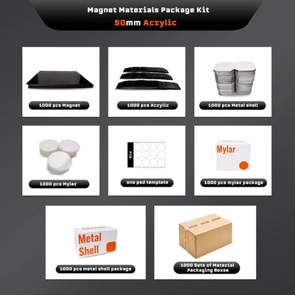 1000pcs 50mm Acrylic Magnet Blanks for DIY Fridge Magnets