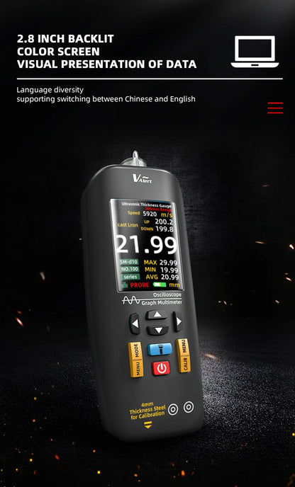 Portable Ultrasonic Thickness Gauge 0.01–300mm