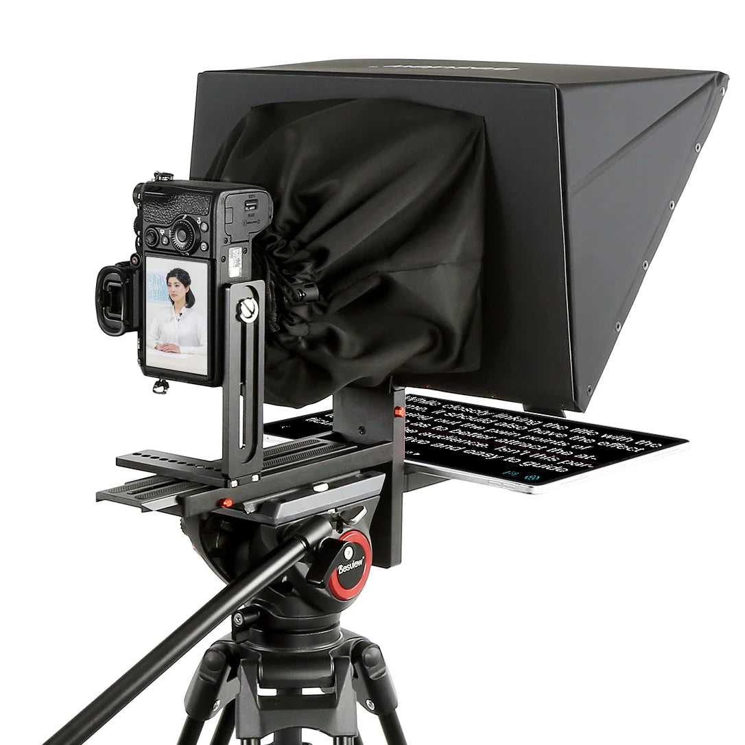 Portable DSLR Teleprompter with iPad and Smartphone Support