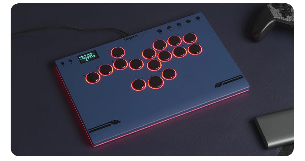 Aluminium Leverless Hitbox Controller for PC and PS5 Blue