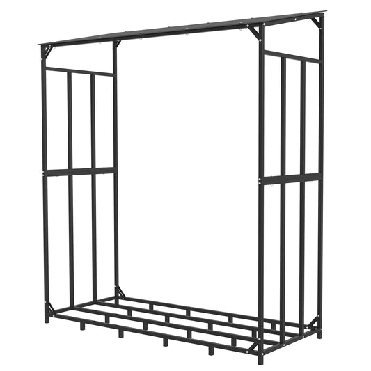 Heavy Duty Outdoor Firewood Rack with Weatherproof Cover