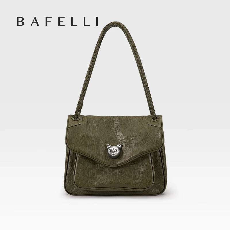 Chic Green Leather Crossbody Tote Bag Women