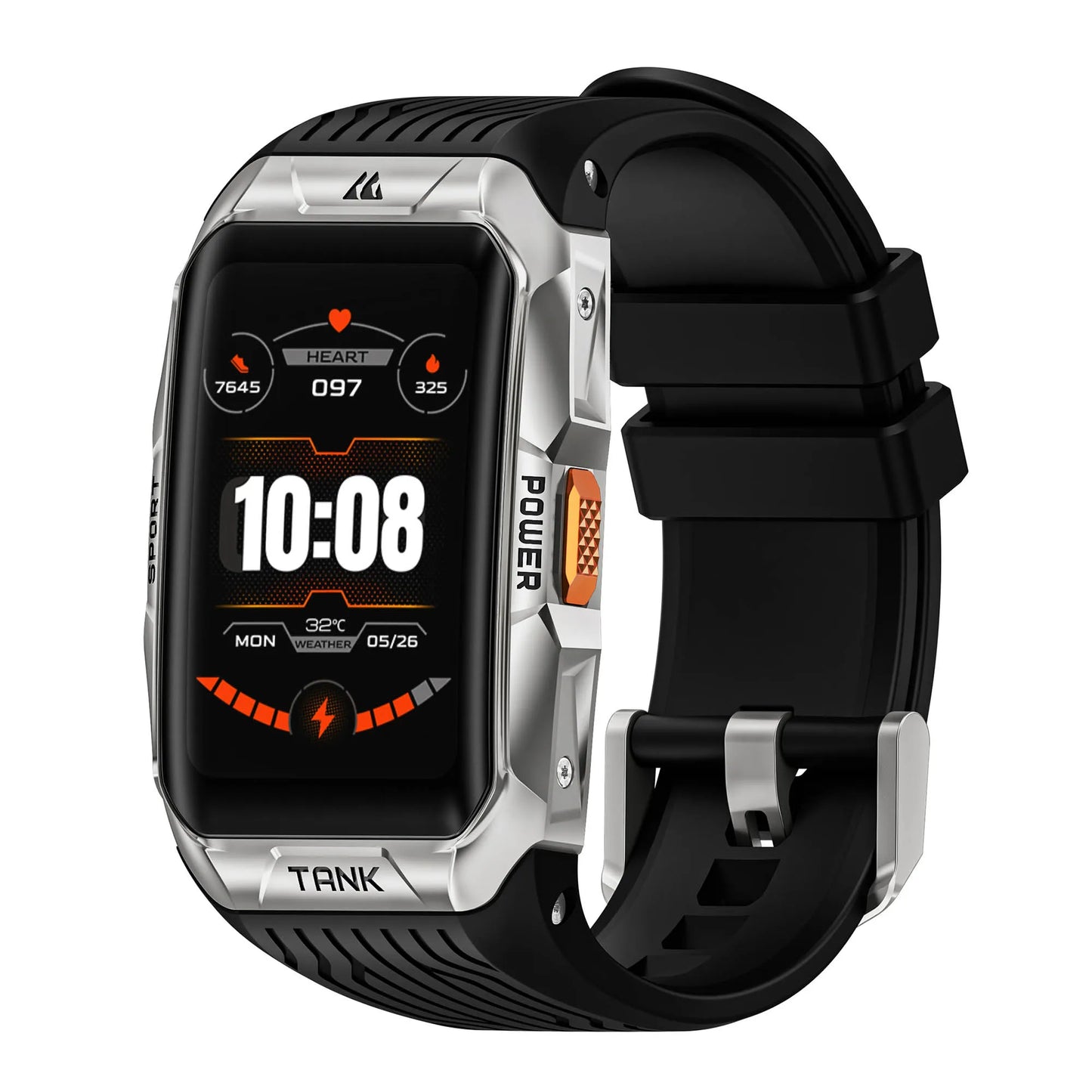 Rugged Smartwatch with 3D Curved AMOLED Display Silver