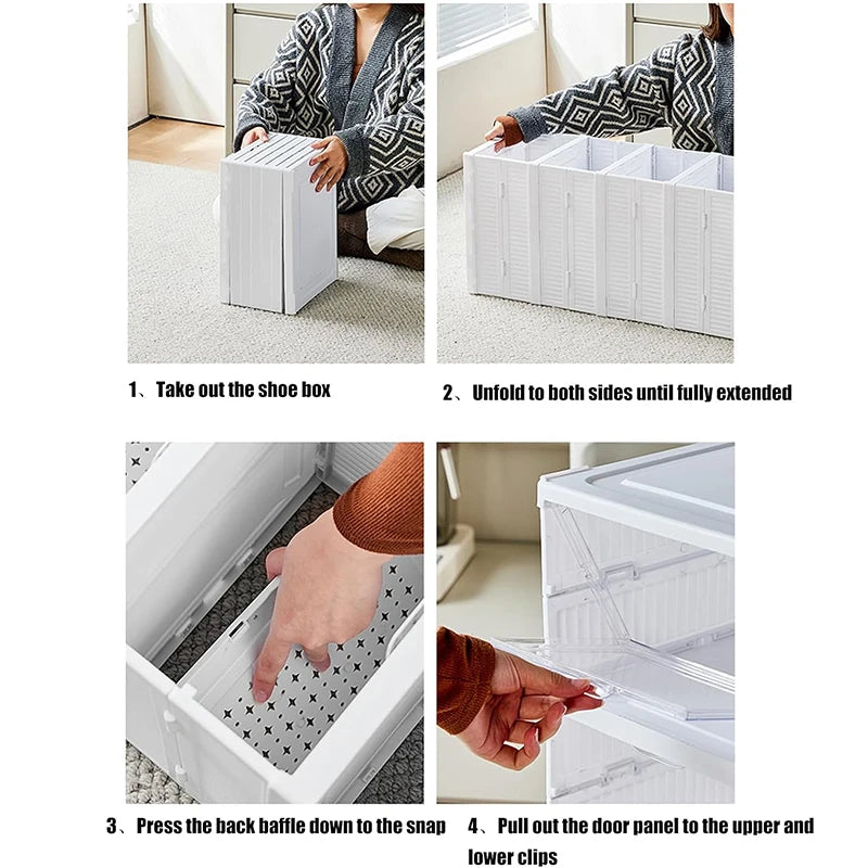 Foldable 6-Layer Shoe Cabinet with Transparent Front Panel