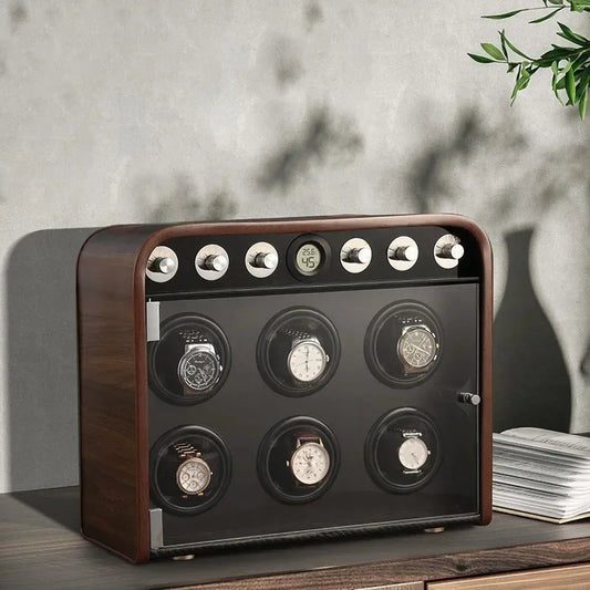 Silent 6 Slot Rotating Watch Display Organizer
