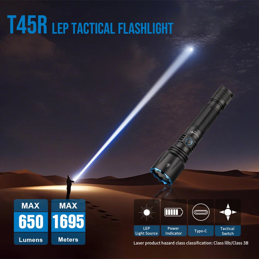 Powerful LEP Tactical Flashlight Rechargeable 1695m Long Range Torch