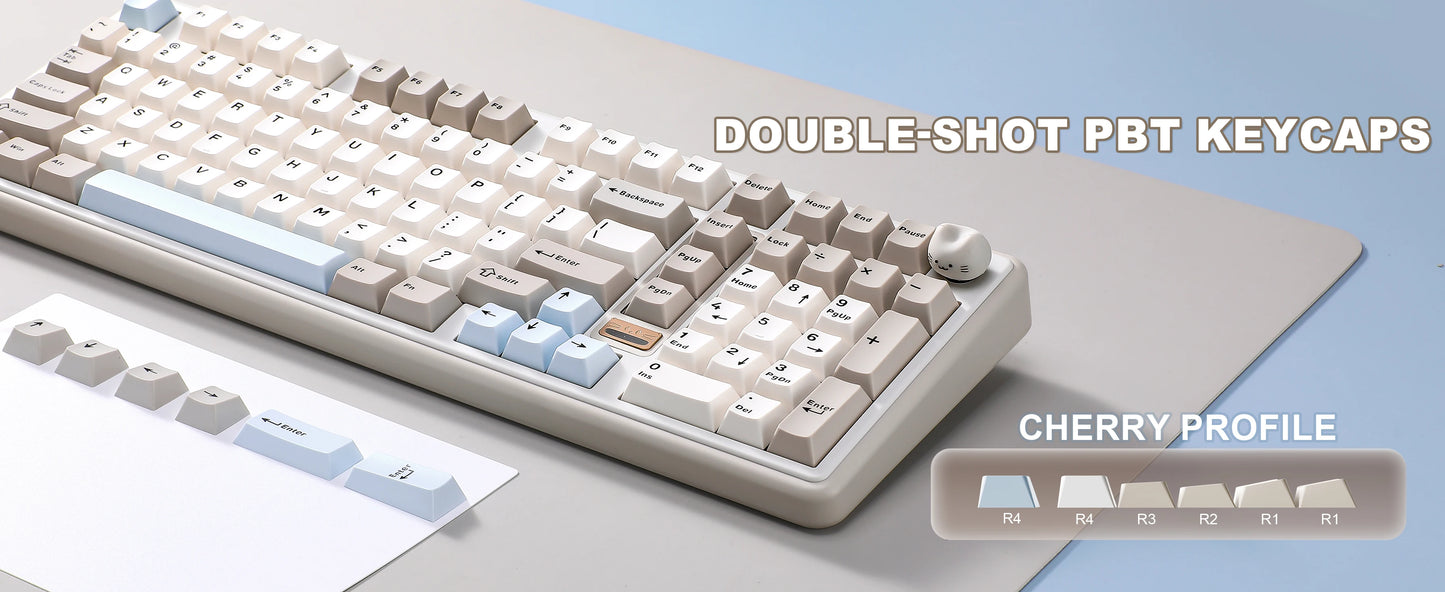Wireless QMK VIA Mechanical Keyboard RGB Hot Swap Beige