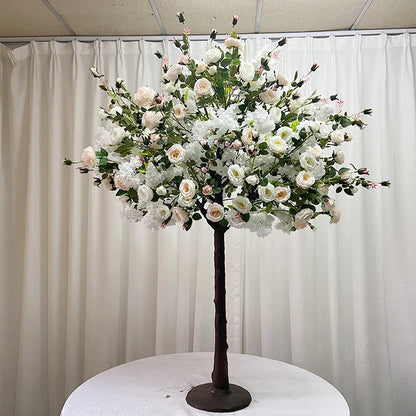 Tea White Champagne Sakura Artificial Flower Tree Decor