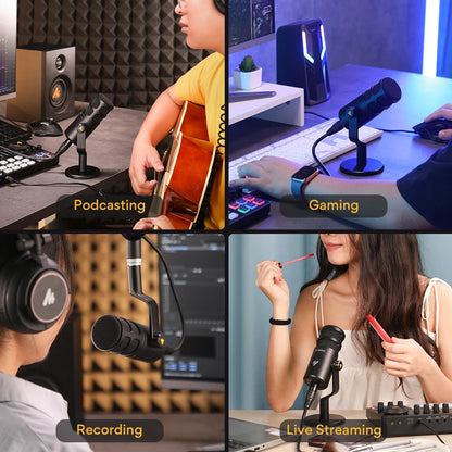 Broadcast-Quality Dynamic Mic XLR Gaming Studio Use
