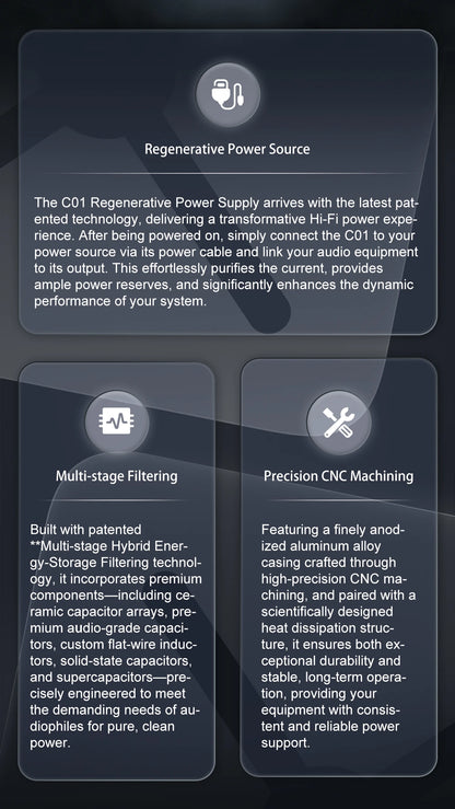 Hi-Fi CNC Regenerative Power Filter for Audio Amplifiers