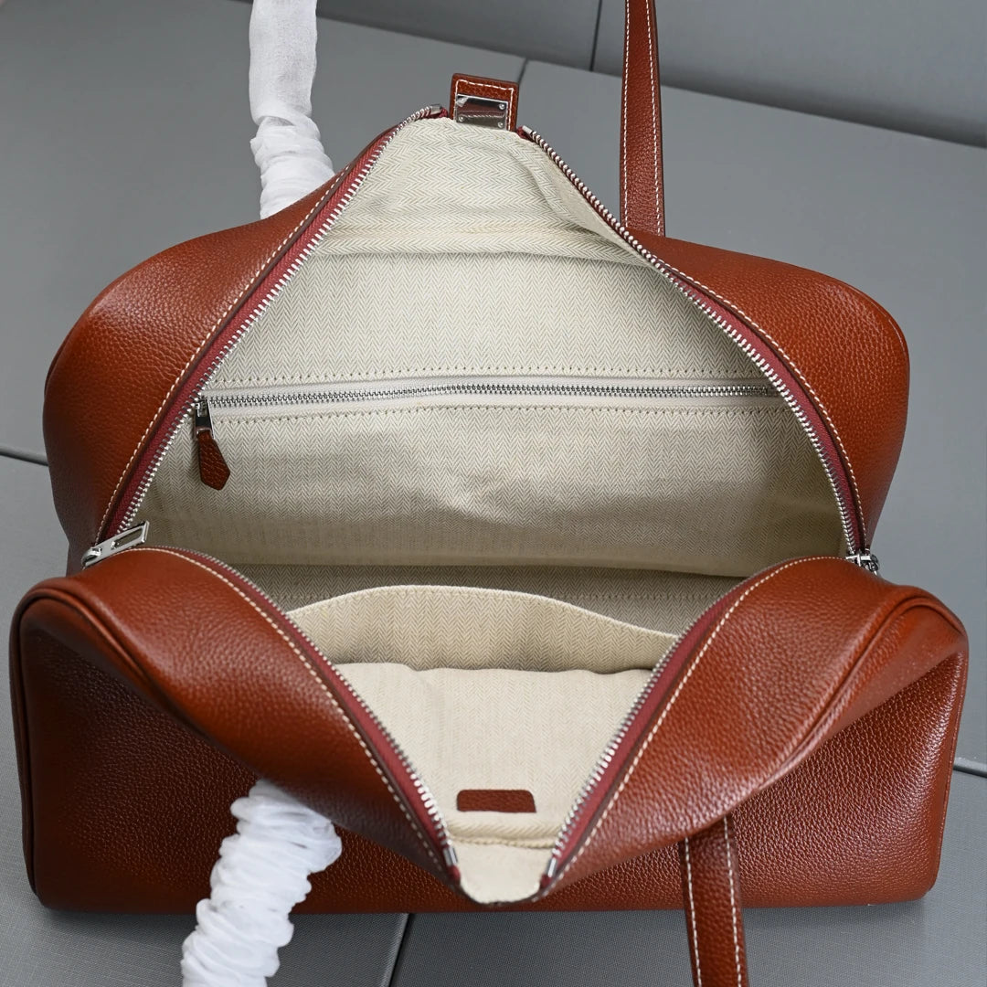 Leather Bowling Bag Large Capacity Tote Glossy 29cm