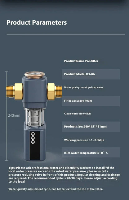 Automatic Whole House Water Filter with Spin Down Prefilter