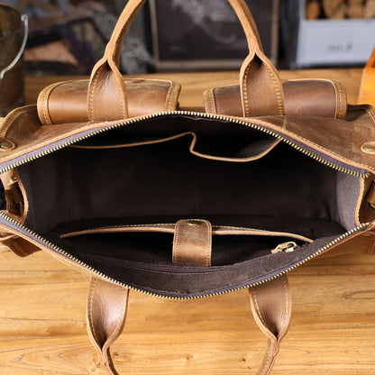 Premium Leather 14” Laptop Work Briefcase Bag