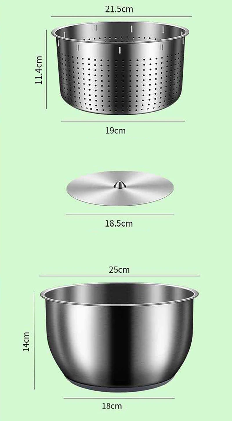 Stainless Steel Salad Spinner and Vegetable Washer with Drain