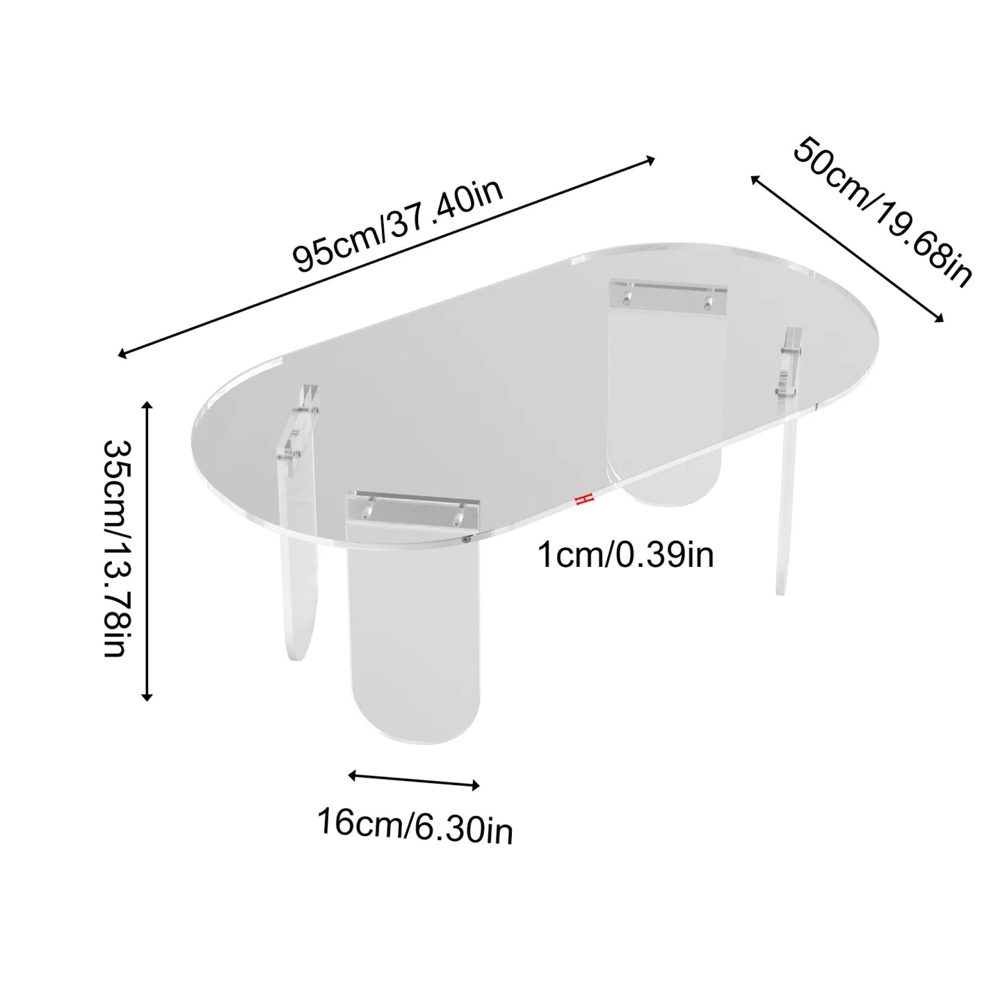 Clear Acrylic Coffee Table Shatterproof Modern Accent Table