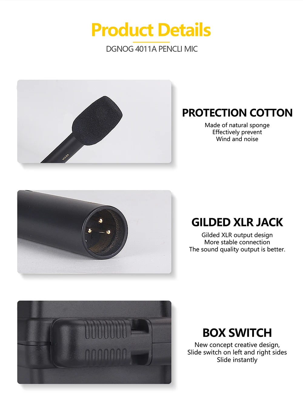 Wired Condenser Microphone Set 1 Mic 3 Capsule Recording Kit