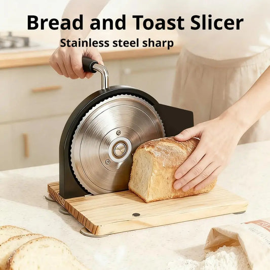 Hand Crank Loaf Cutter with Thickness Control Beige